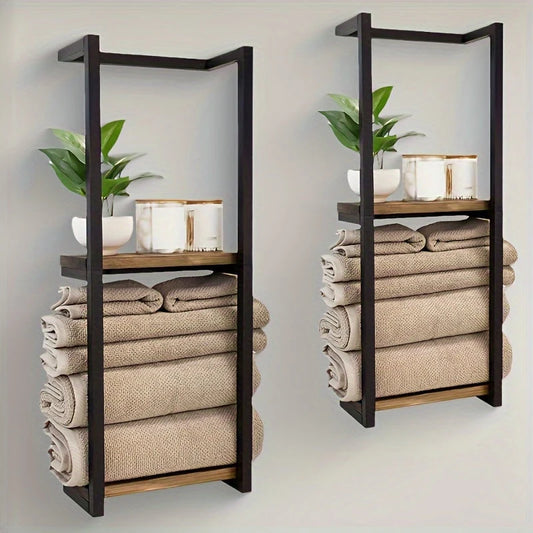 Towel Holder Wall Mount Stacked Compartments