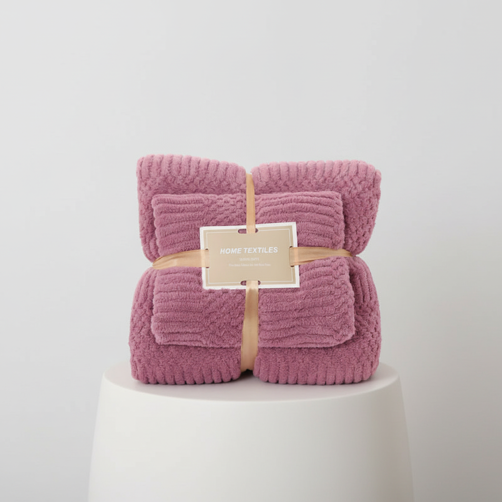 Towel Set Coral Fleece Soft & Absorbent 2-Piece