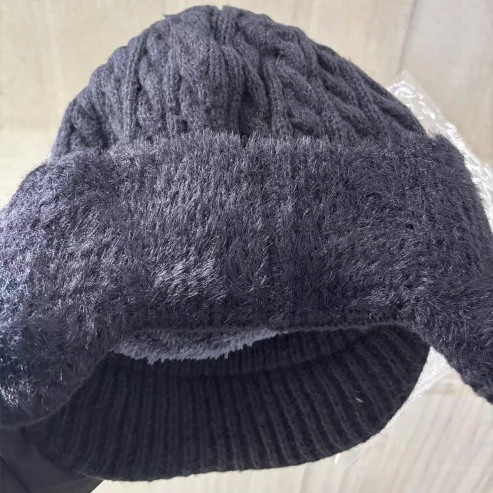 Trapper Hat Fleece-Lined Knit With Ear Flaps