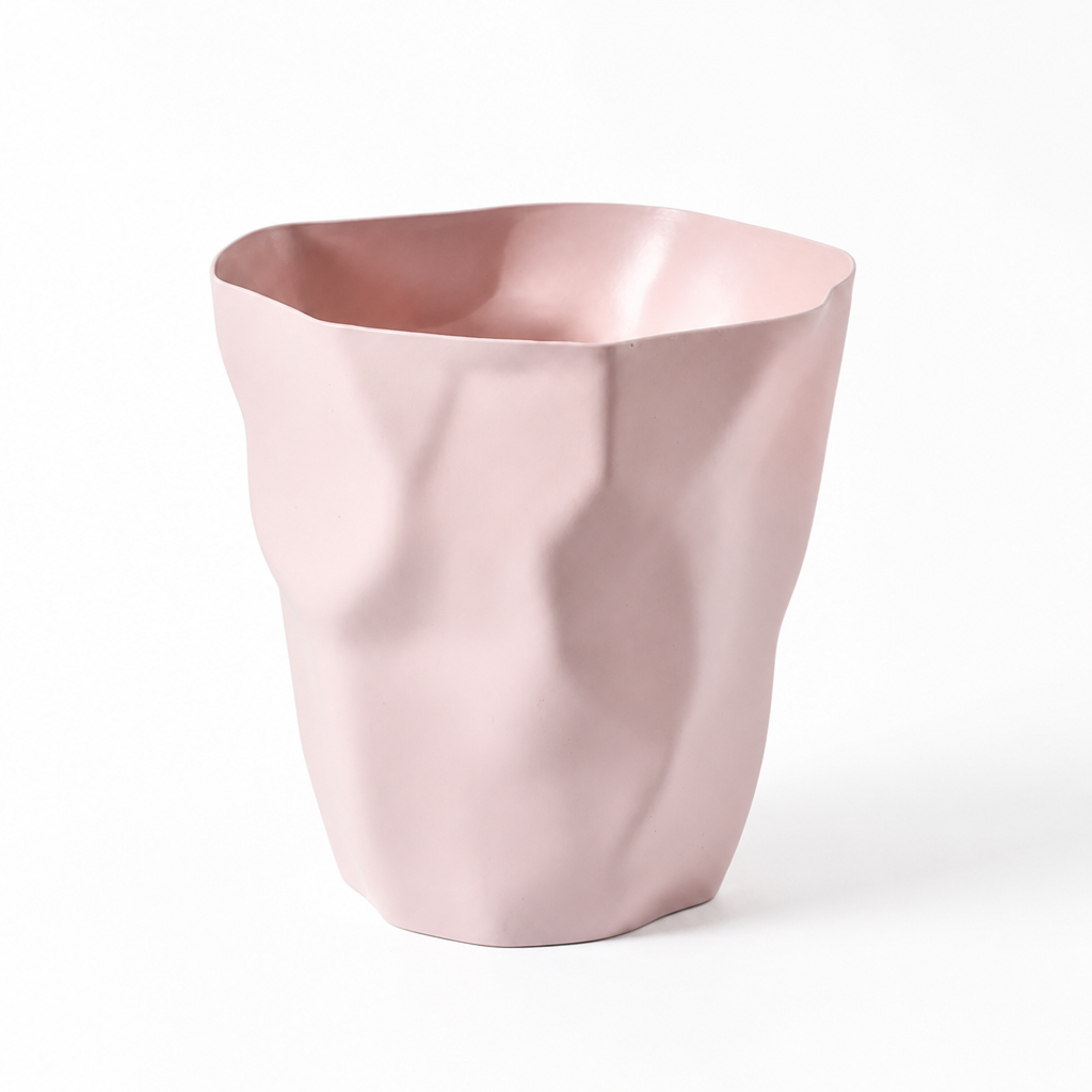 Trash Can Sculptural Matte Compact Easy Clean