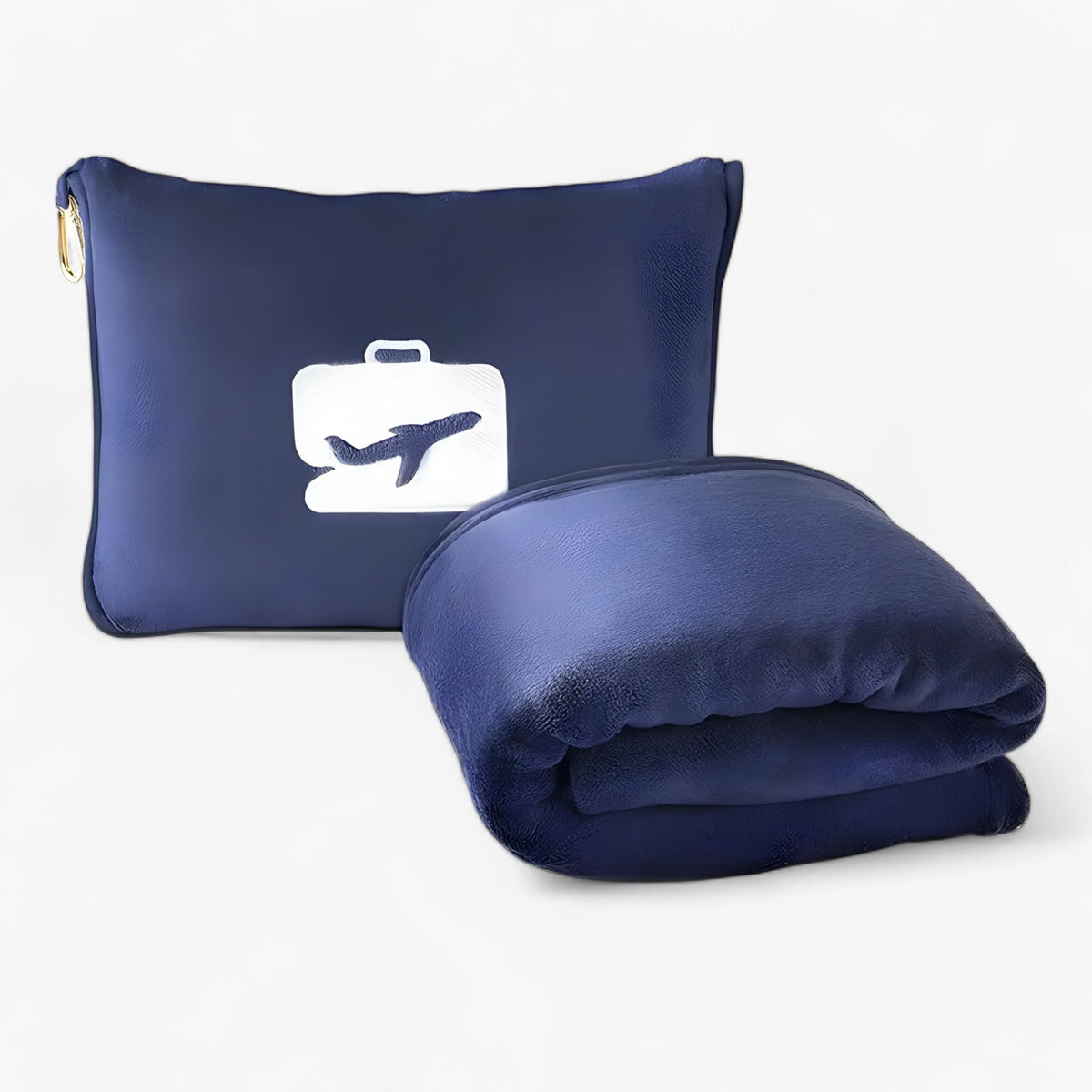 Travel Pillow & Blanket Set Ultra-Soft Plush Carabiner Bag