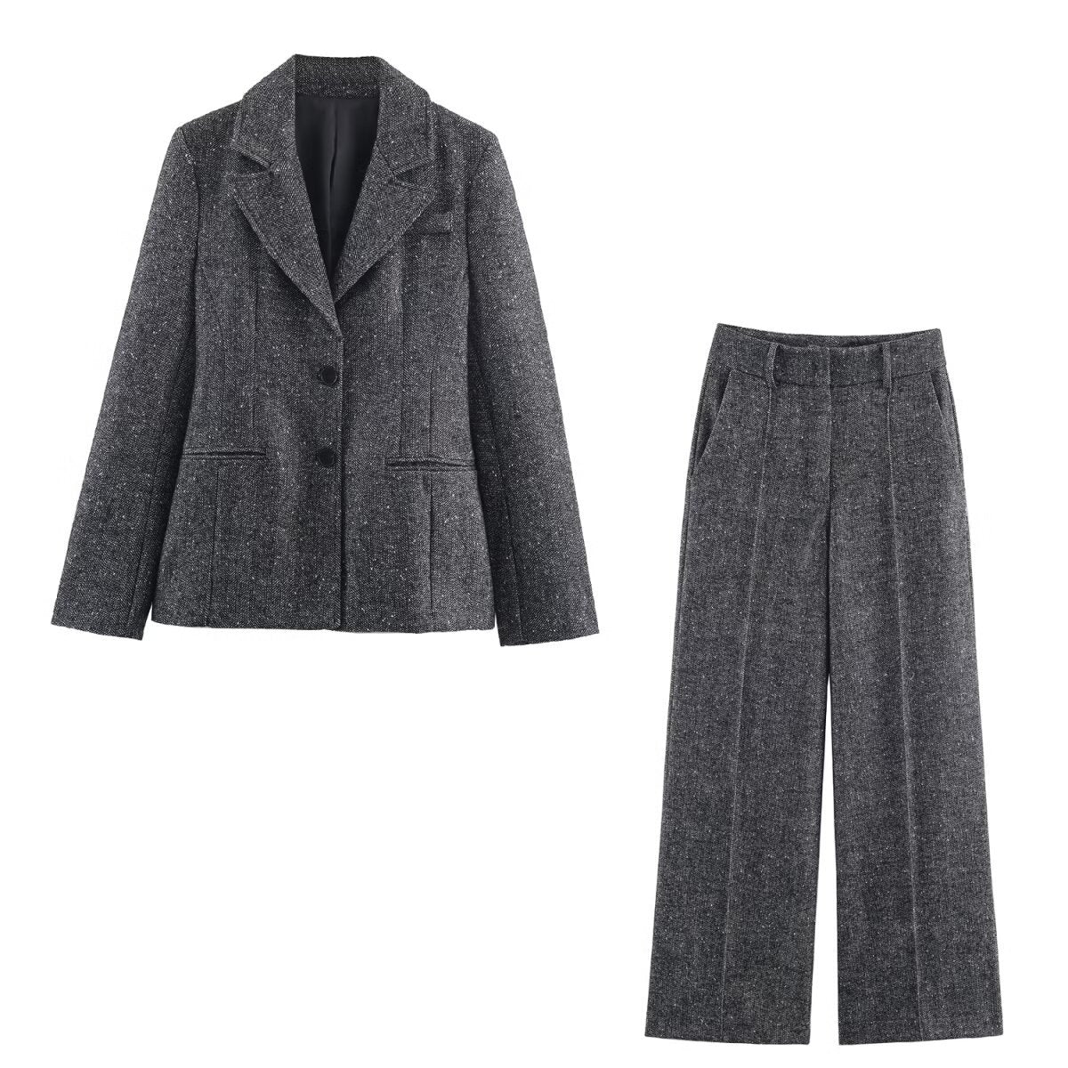 Trousers High-Waist Wide-Leg Pleated With Pockets