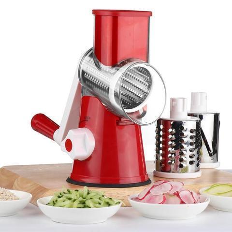 Vegetable Slicer Crank Suction Base 3 Stainless Steel Drums
