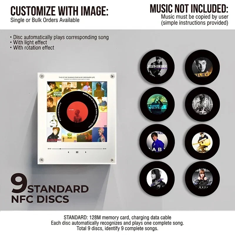 Vinyl Record Night Light Rotating NFC-Activated Magnetic Mount