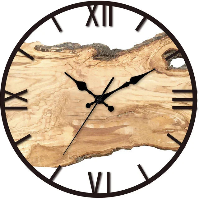 Wall Clock Natural Wood & Resin Silent Quartz