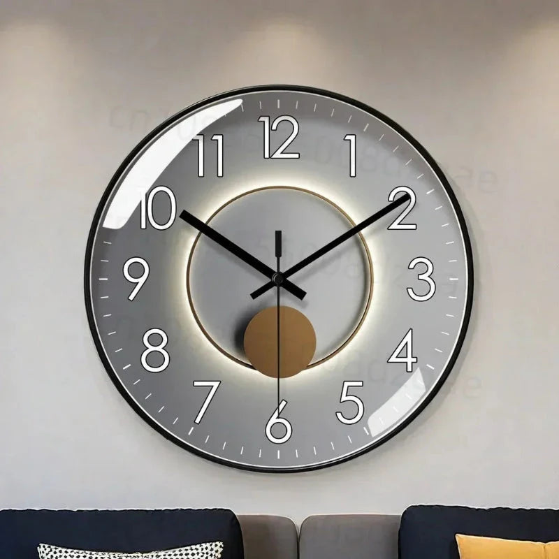Wall Clock Silent Movement Large Numerals & Warm Gradient