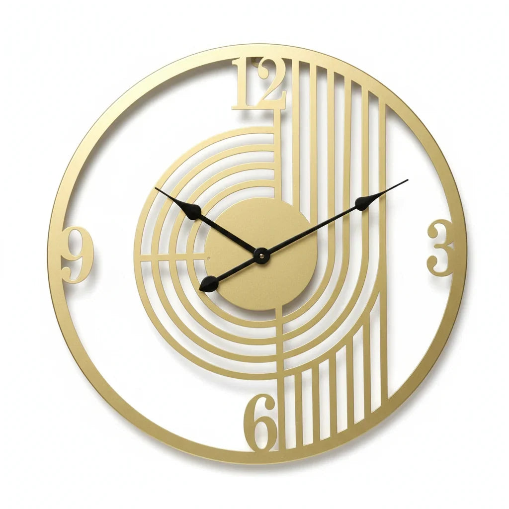 Wall Clock Silent Non-Ticking 3D Iron Frame 15.75 Inch