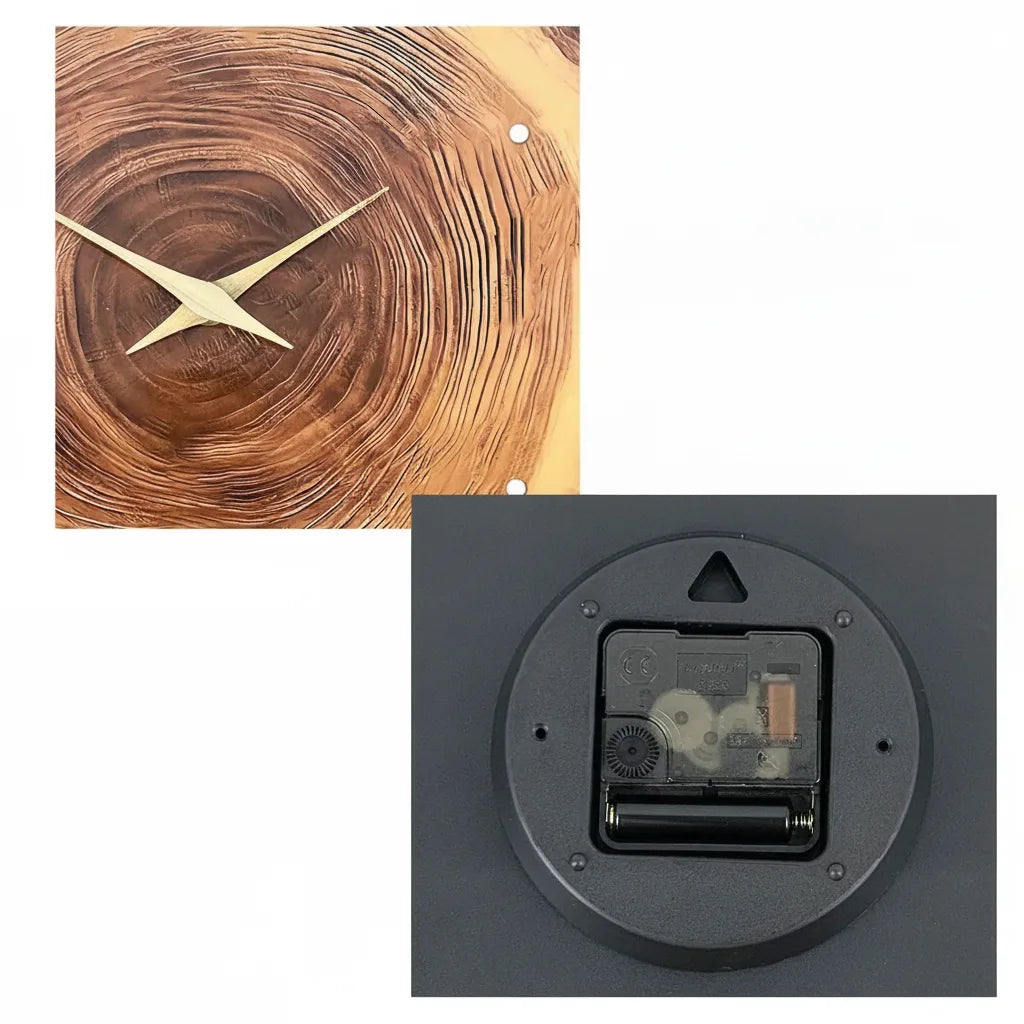 Wall Clock Silent Quartz Tree Ring Design