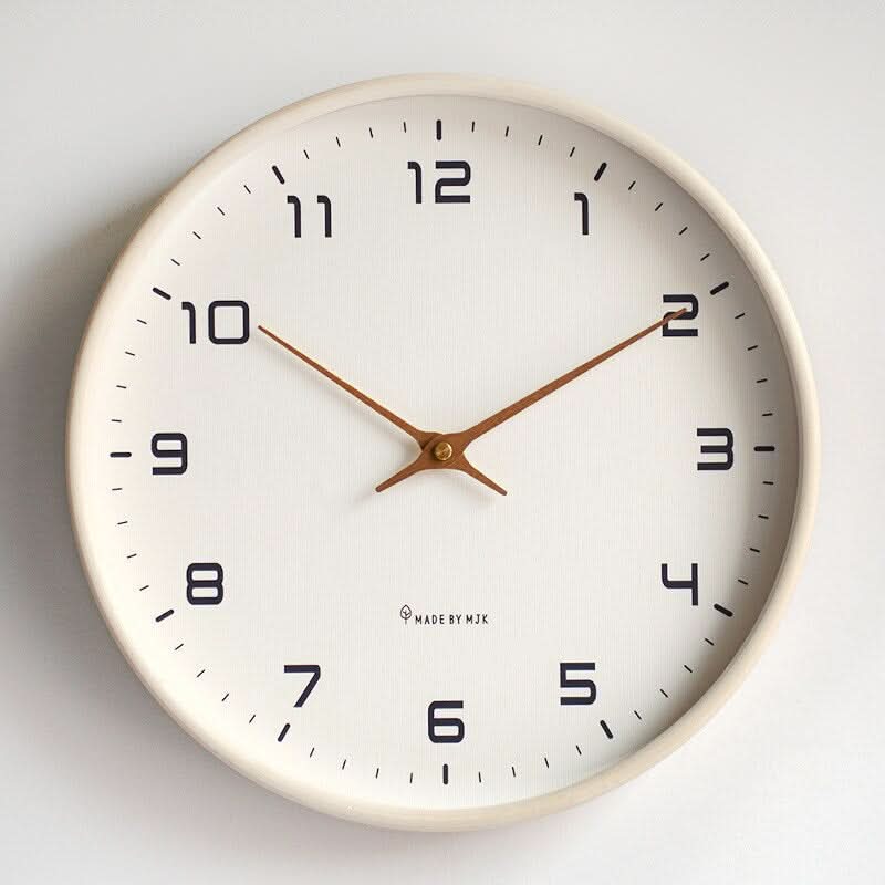 Wall Clock Silent Quartz Wooden Frame Rose Gold Hands