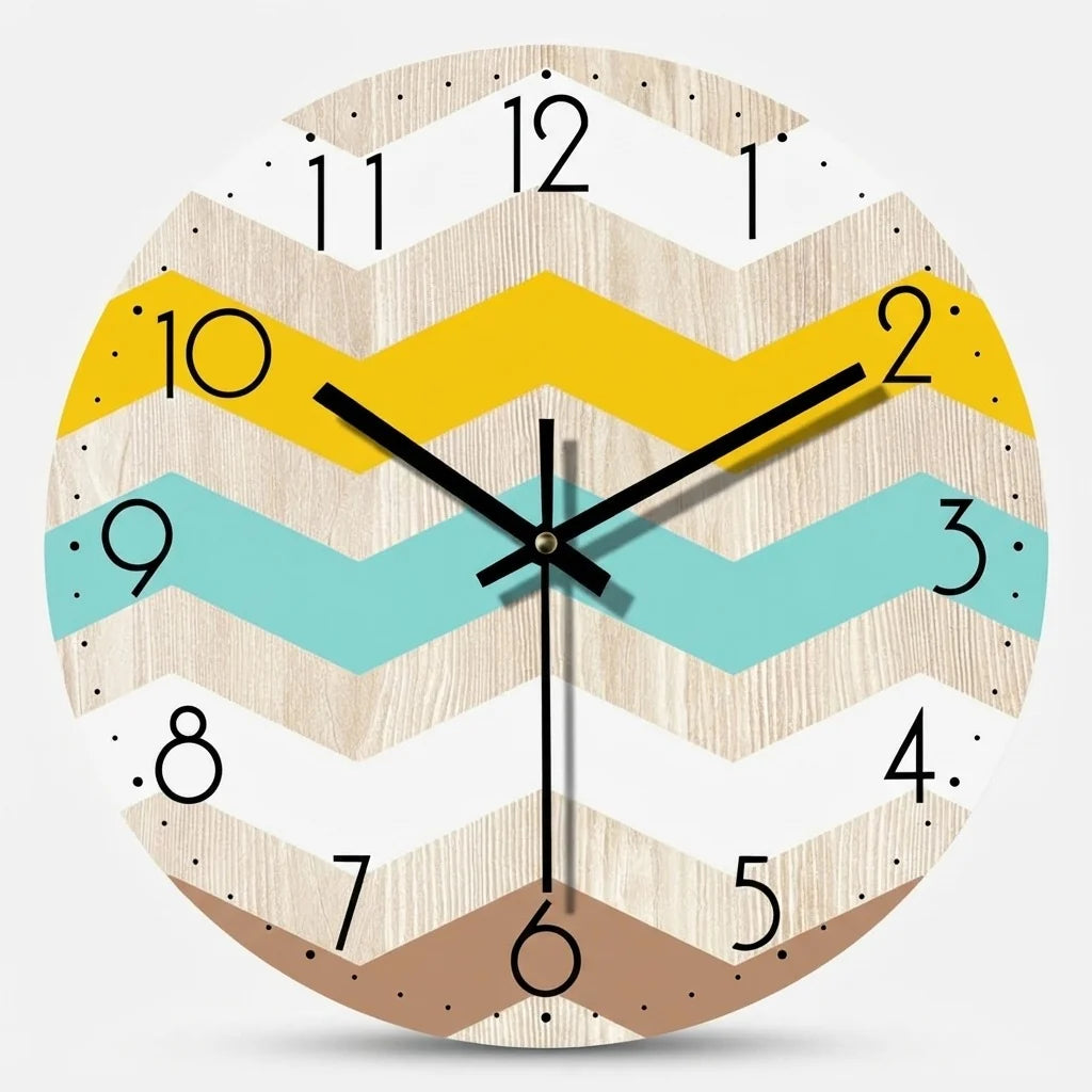 Wall Clock Wood Grain Silent Quartz Movement 11.8 Inch