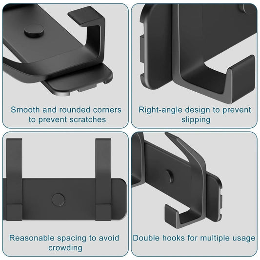 Wall Hook Rack Aluminum Alloy Double Hooks Set of 5