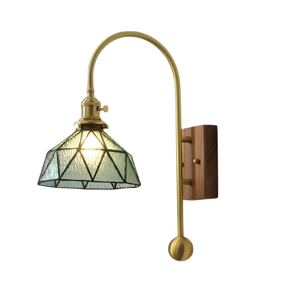 Wall Lamp Diffused Glass Vintage Brass