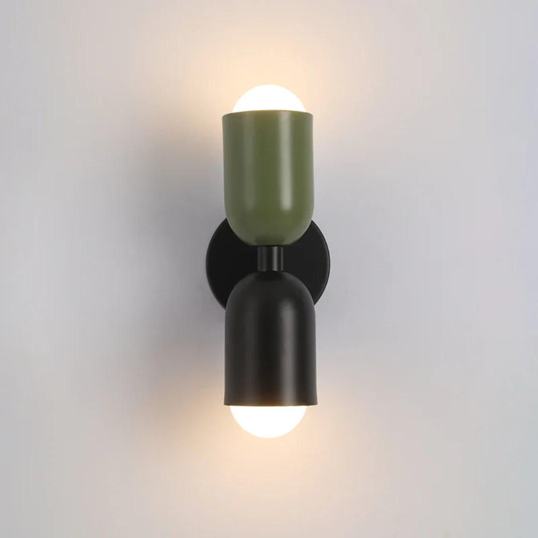 Wall Light Double Cylinder Powder-Coated Metal Up & Down