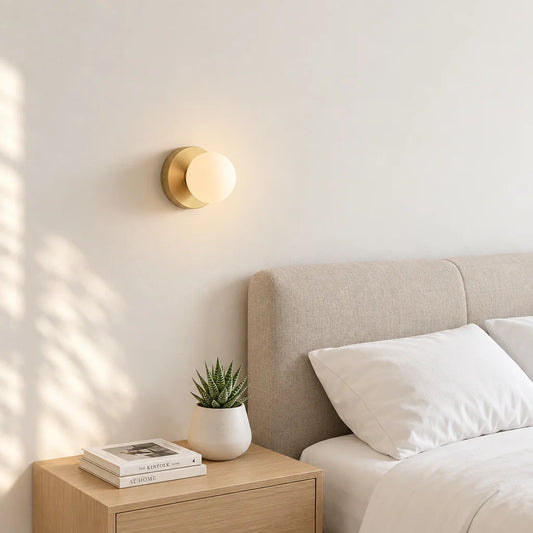 Wall Light Glass Globe Warm LED Bulb Included