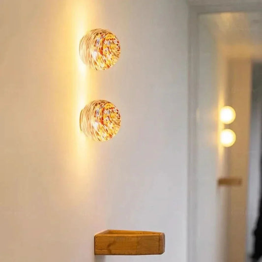 Wall Light Multicolored Glass Globe Easy Mount