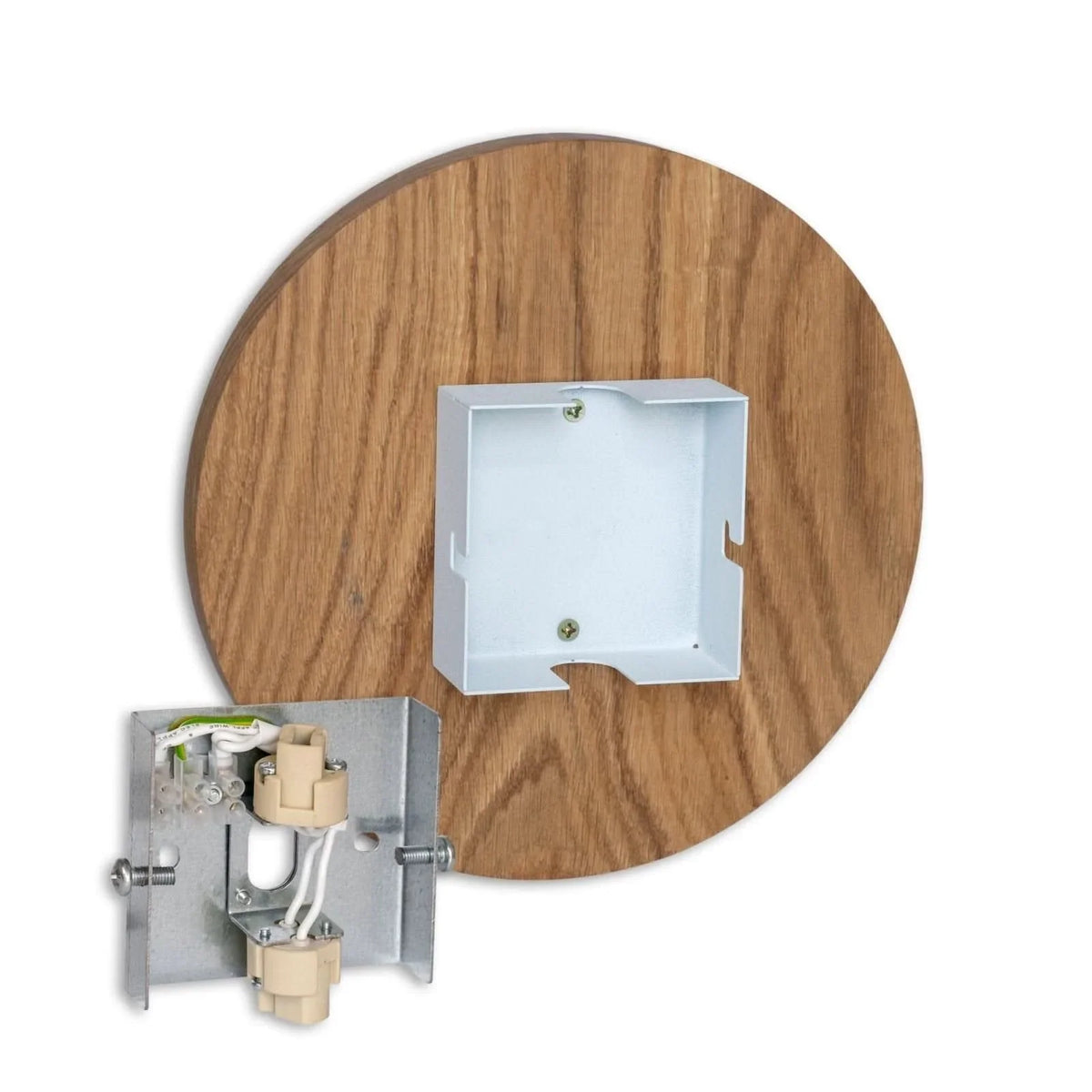 Wall Light Round Design Natural Wood Finish Soft Indirect Lighting