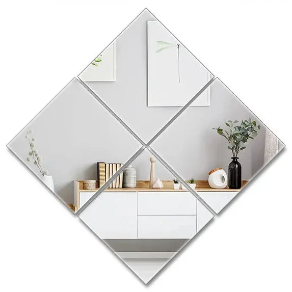 Wall Mirror Tiles Self-Adhesive Flexible Set of 10