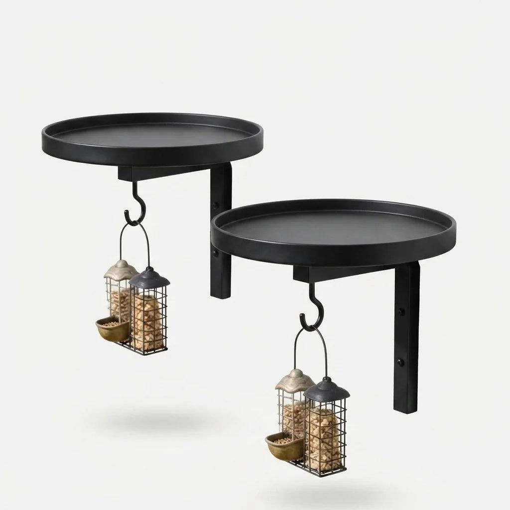 Wall-Mount Bird Bath Rustproof Metal Bowl & Hook