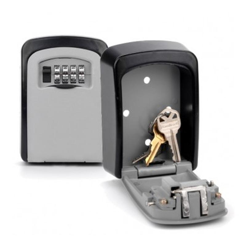 Wall-Mounted Key Box Weatherproof Aluminum 4-Digit Code
