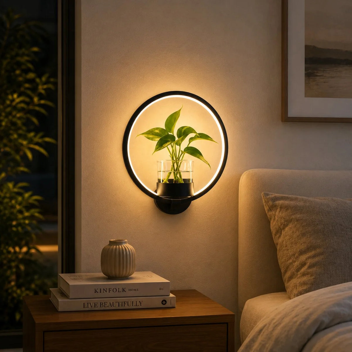 Wall Sconce Warm White LED Glass Planter
