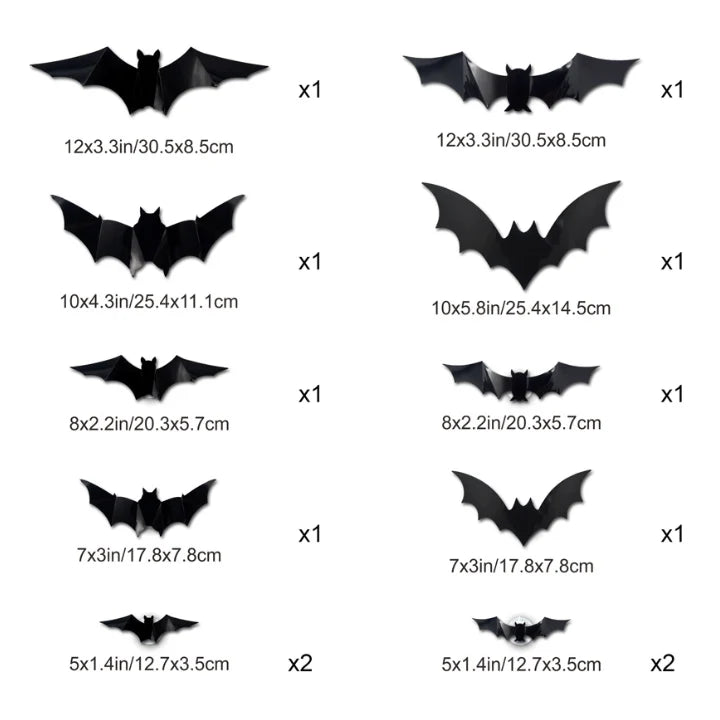 Wall Stickers 3D LED Bats Set Of 12