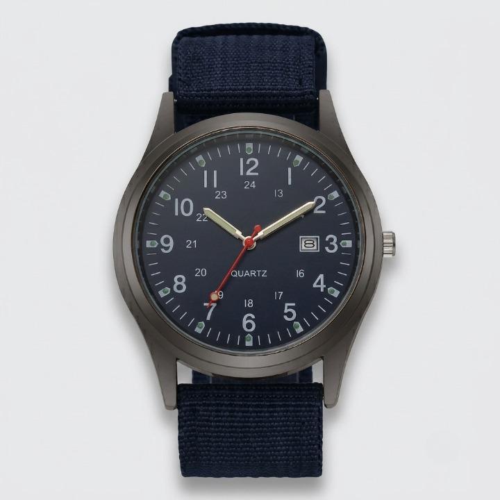 Watch Shock-Resistant Case Luminous Hands Nylon Strap