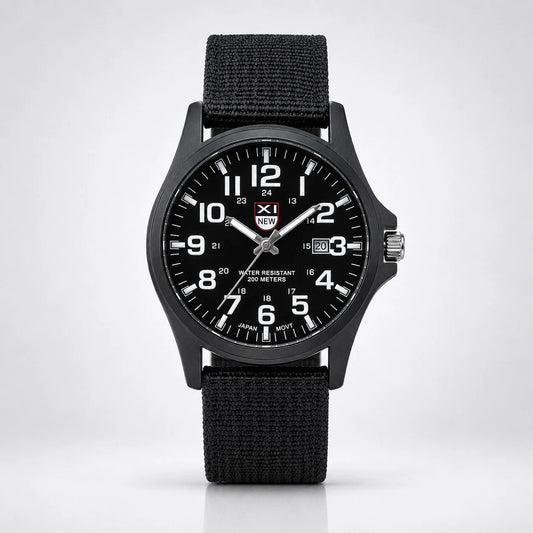 Watch Stainless Steel Case & Woven Fabric Strap