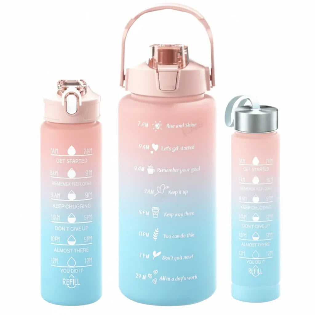 Water Bottle Gradient Leakproof Straw Lid With Time Markers