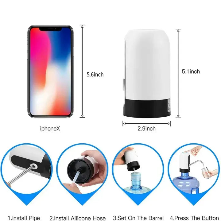 Water Dispenser Pump One-Button USB Rechargeable BPA-Free