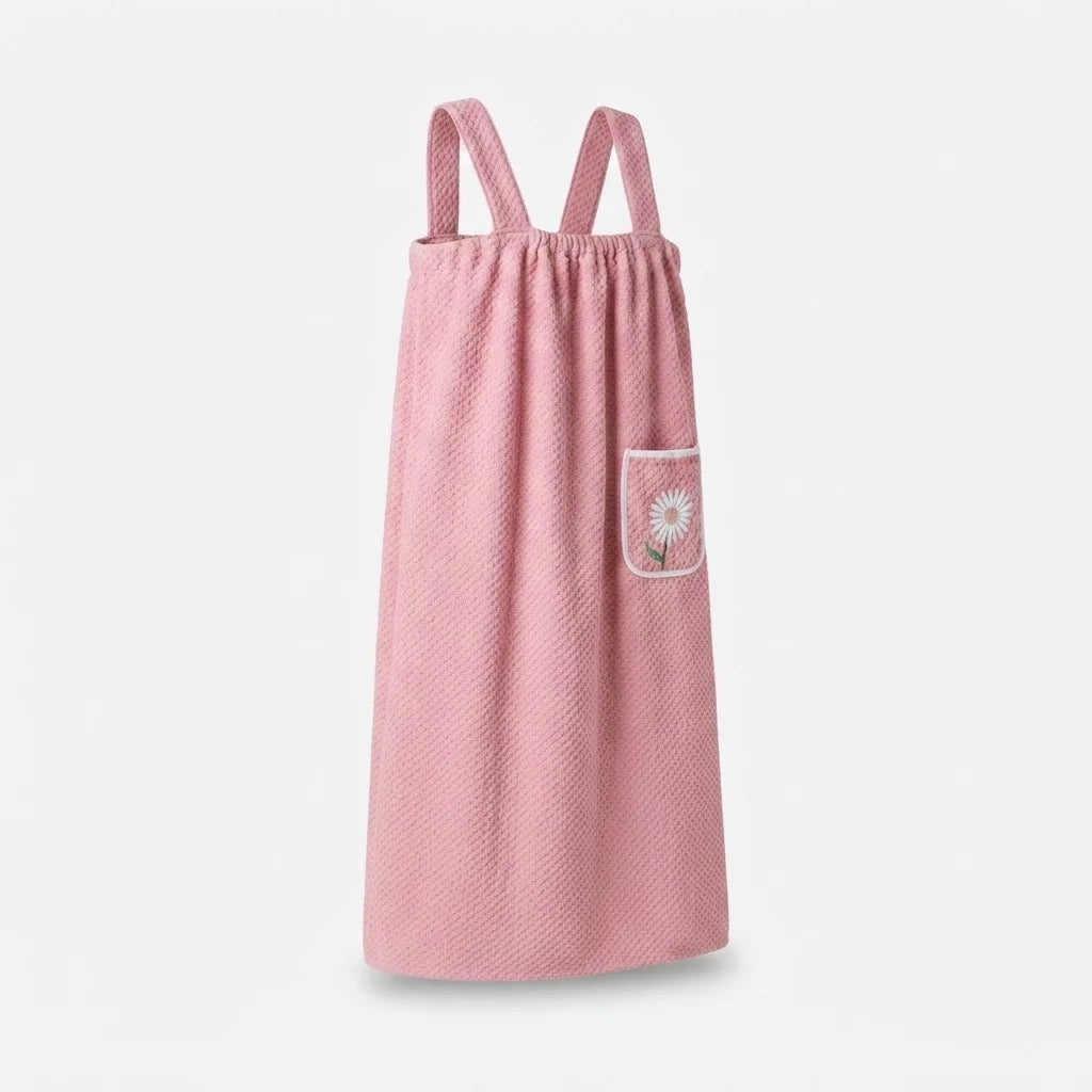 Wearable Bath Towel Hands-Free Straps & Pocket Quick-Drying Polyester