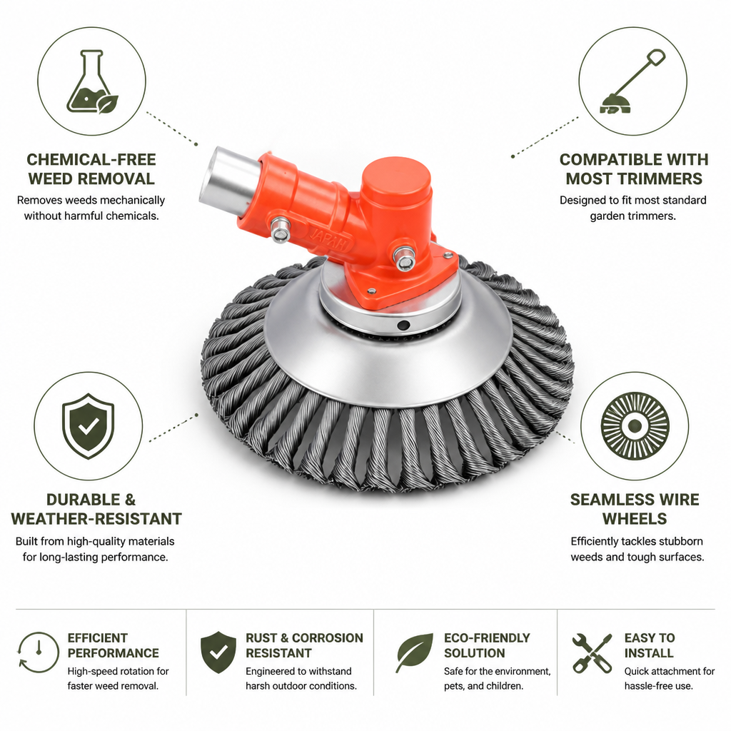 Weed Brush Seamless Wire Wheels Fits Most Trimmers