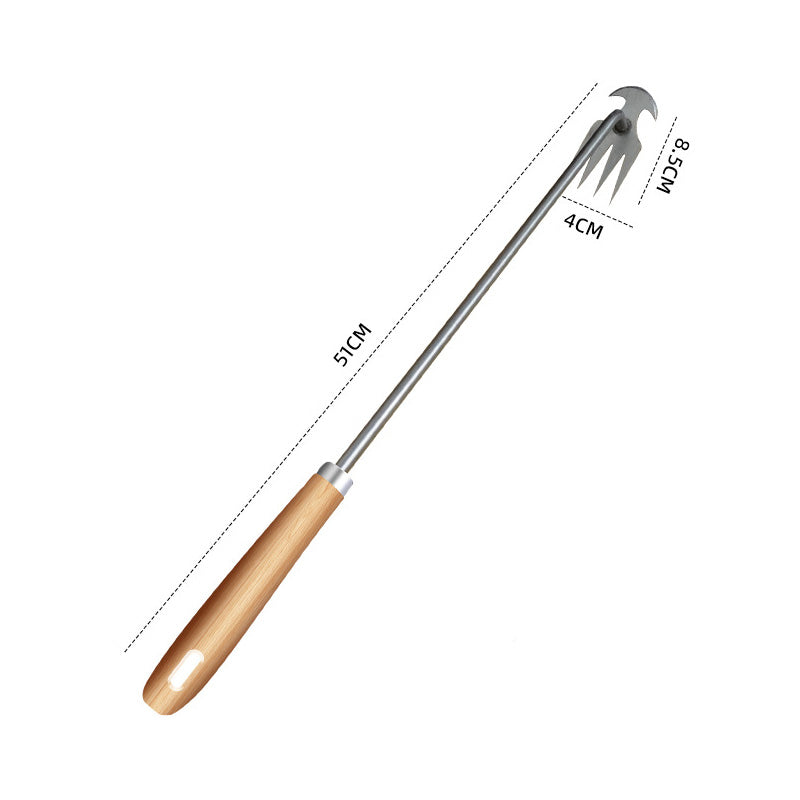 Weeding Fork Stainless Steel Tines Ergonomic Wooden Handle