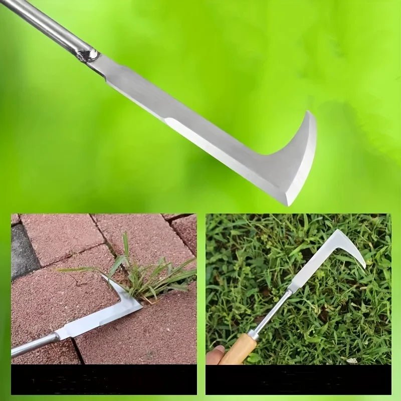 Weeding Hoe L-Shaped Stainless Steel Blade & Ergonomic Wooden Handle