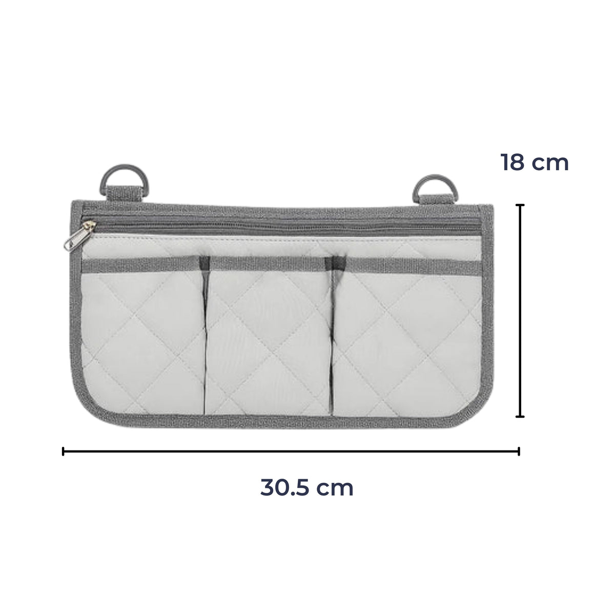 Wheelchair Side Bag Quilted Water-Resistant Reflective Strips