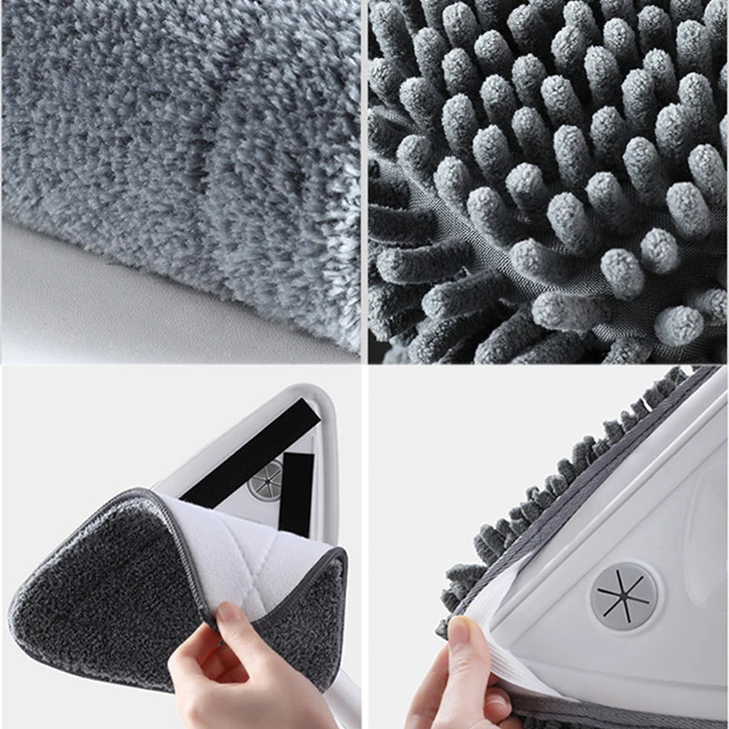 Window Cleaner Triangular Head Telescopic Handle Microfiber Cloths