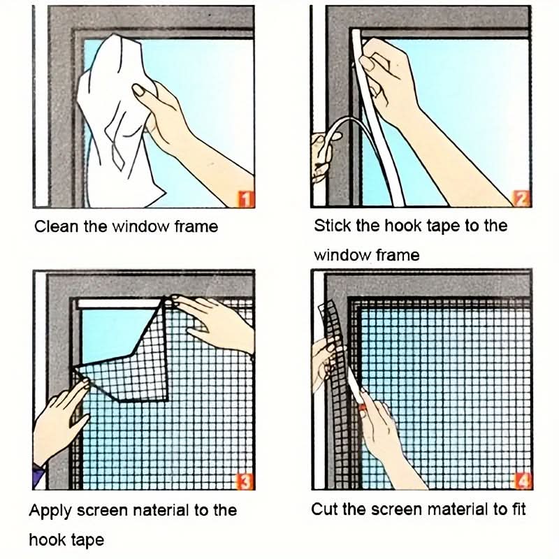 Window Mosquito Net Polyester Mesh Self-Adhesive Mounting