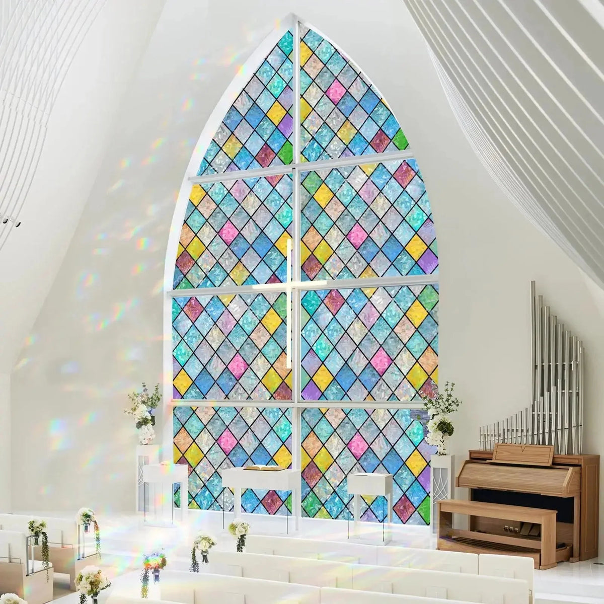 Window Privacy Film Rainbow Static Cling Removable