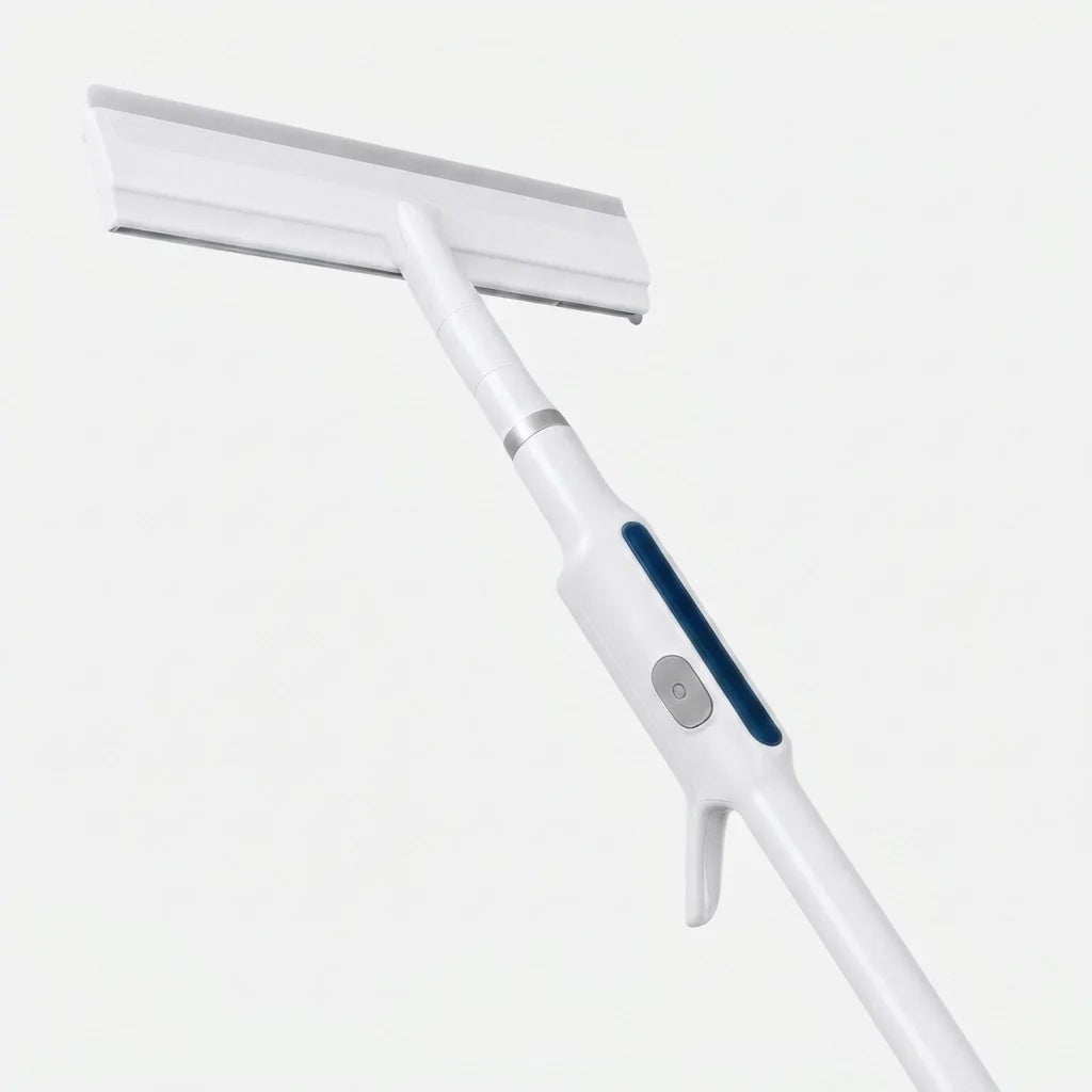 Window Squeegee Integrated Spray & Double Blade Telescopic Handle