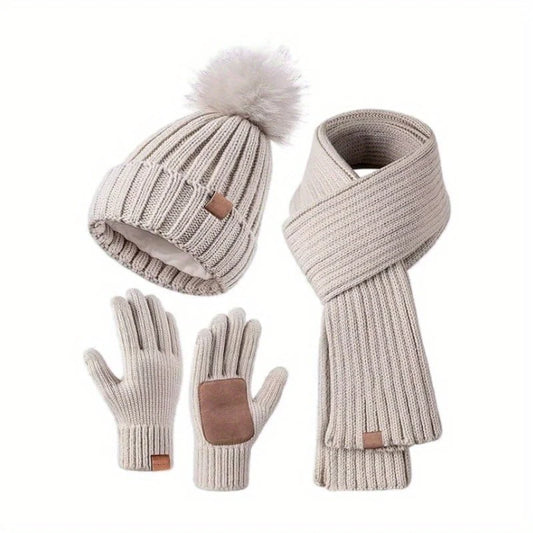 Winter Accessories Set of 3 Soft Knit Touchscreen Gloves