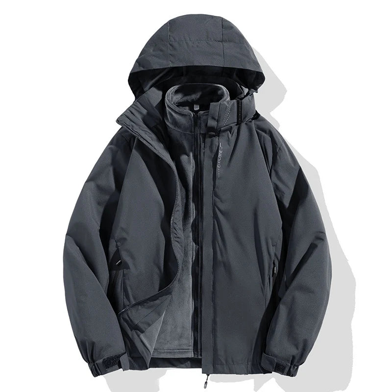 Winter Jacket Detachable Fleece Liner Water-Repellent Windproof