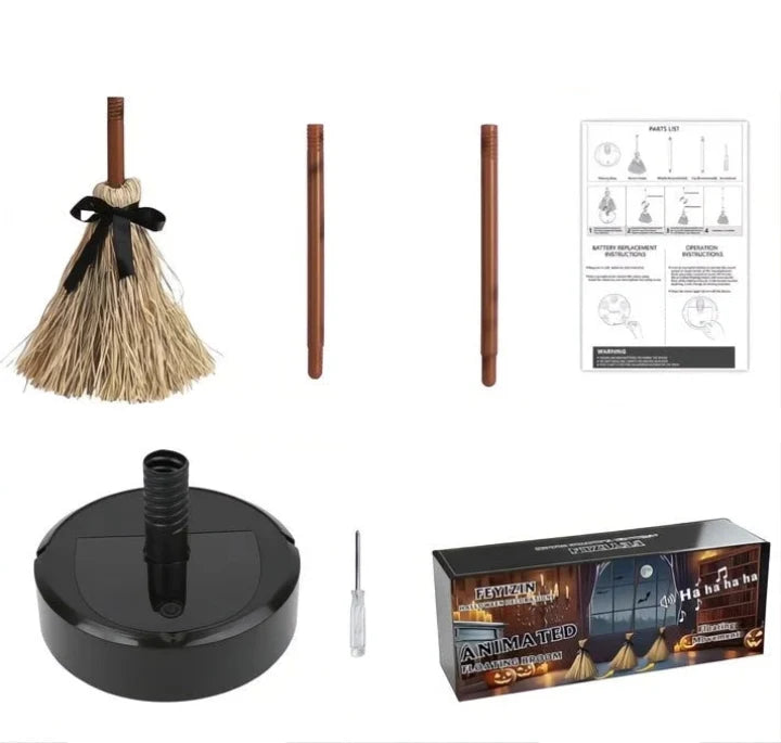 Witch Broom Motion & Sound-Activated 43 Inch Battery-Powered