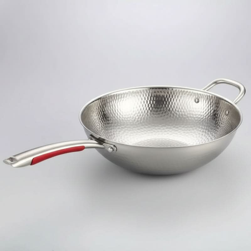 Wok Stainless Steel Induction Compatible Curved Bottom 11.8 Inch