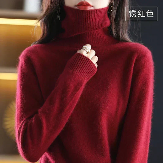 Women's Turtleneck Sweater 100% Cashmere Lightweight Fitted Fit