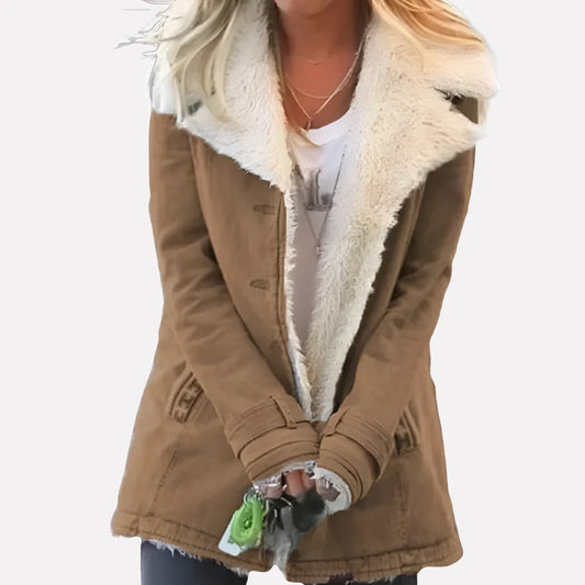 Women's Winter Jacket High Collar Full-Zip Side Pockets