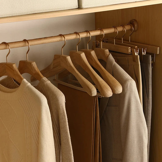 Wooden Clothes Hangers Wide Design Set of 3