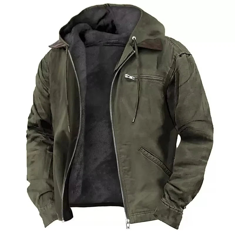 Workwear Jacket Insulated Lining Adjustable Hood Relaxed Fit