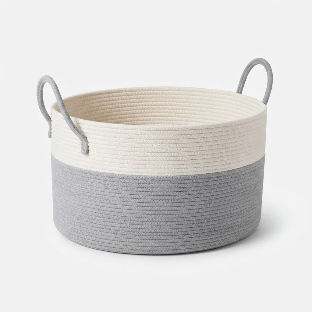 Woven Storage Basket Extra-Large Machine-Washable With Handles