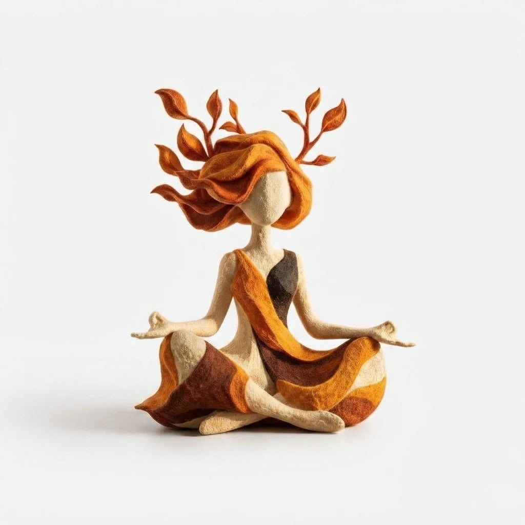 Yoga Figurine Lotus Pose Hand-Painted Bio-Resin & Clay