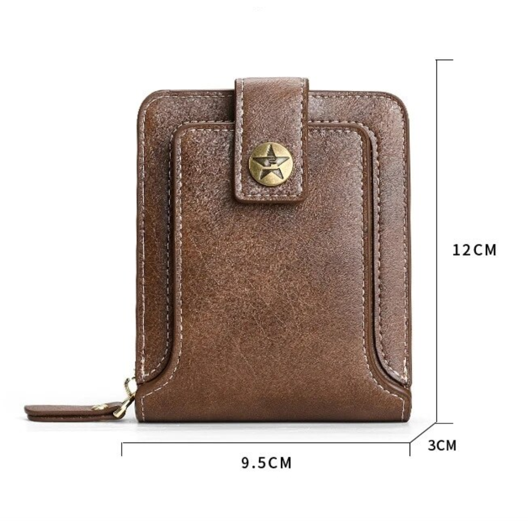 Zip-Around Wallet PU Leather Card Slots & Coin Pocket