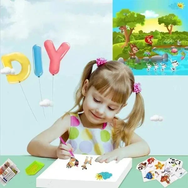 Kids Diamond Sticker Kit Non-Toxic Resin Stones & Drill Pen